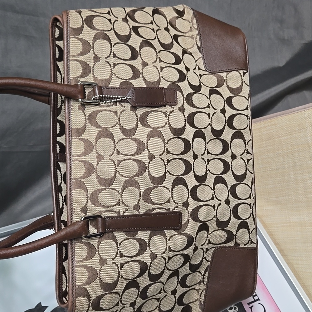 Coach Vintage Signature Tote with Brown Leather Trim